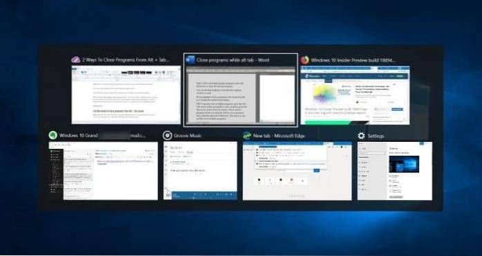2 způsoby zavření programů z obrazovky Alt Tab ve Windows 10