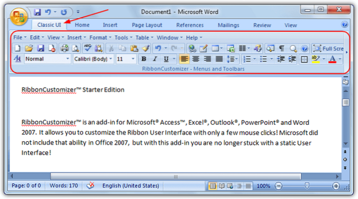 3 måter å legge til klassiske menyer og knapper i Microsoft Office