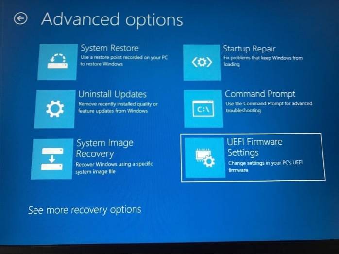 4 modi per aprire le impostazioni del firmware UEFI su PC Windows 10