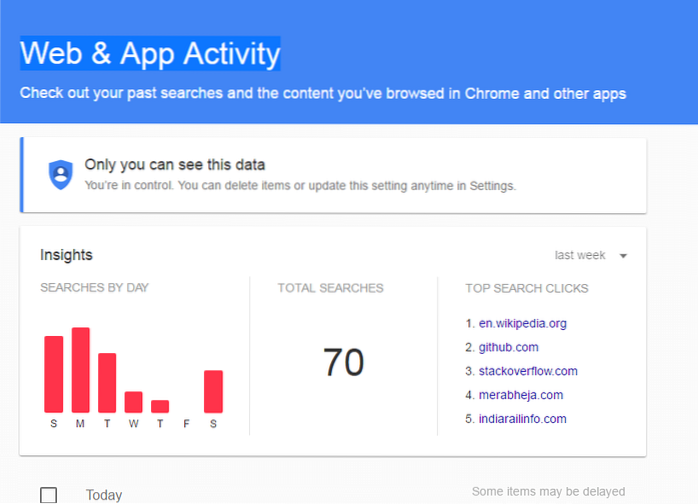 6 Druh historie Google uložený na Googlu Můžete snadno mazat