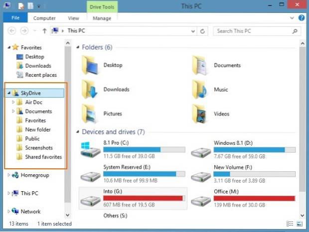 Et verktøy for å fjerne SkyDrive-mappe fra Windows 8.1 Utforsker-navigasjonsrute