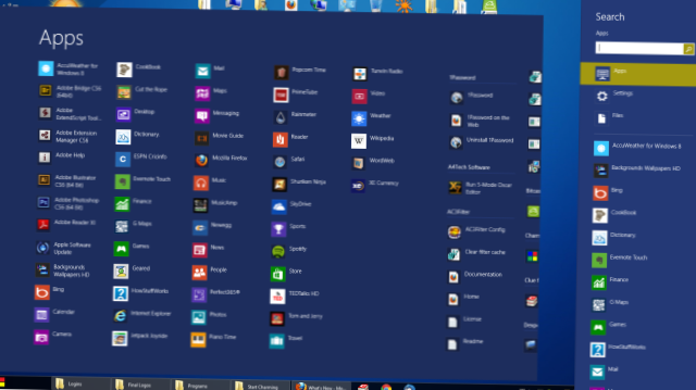 Toegang tot het startscherm van Windows 8, Alle apps
