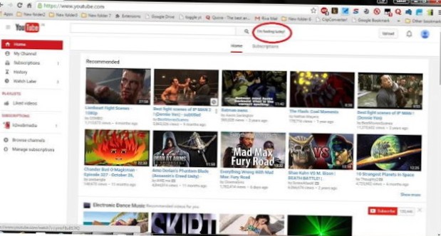Aggiungi un pulsante Mi sento fortunato alla barra di ricerca di YouTube [Chrome]
