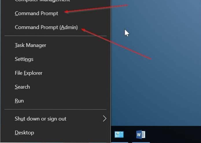 Adicionar prompt de comando ao menu de usuário avançado do Win X no Windows 10