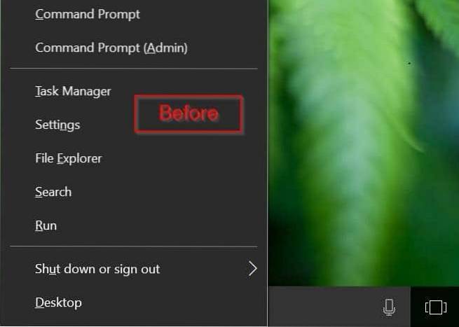 Adăugați Panoul de control pentru a câștiga X Power User Menu în Windows 10