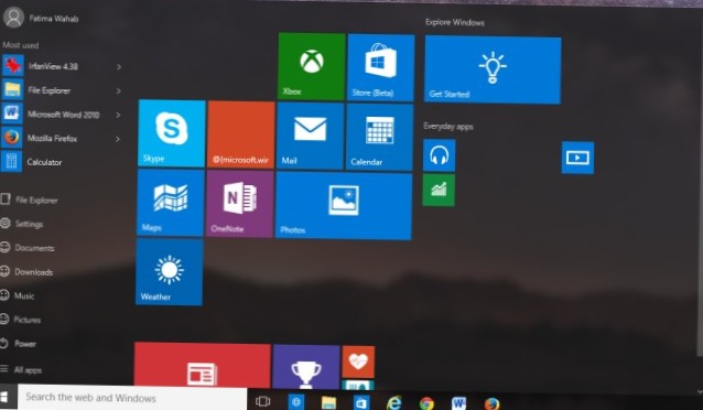 Ajouter des raccourcis vers les bibliothèques Windows au menu Démarrer de Windows 10
