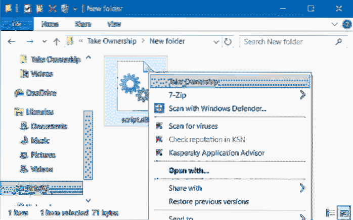 Add “Take Ownership” To Right-Click Menu In Windows 10