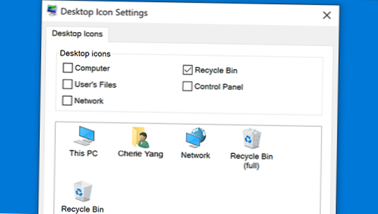 Aggiungi questo PC, il cestino e le icone del pannello di controllo al desktop in Windows 10