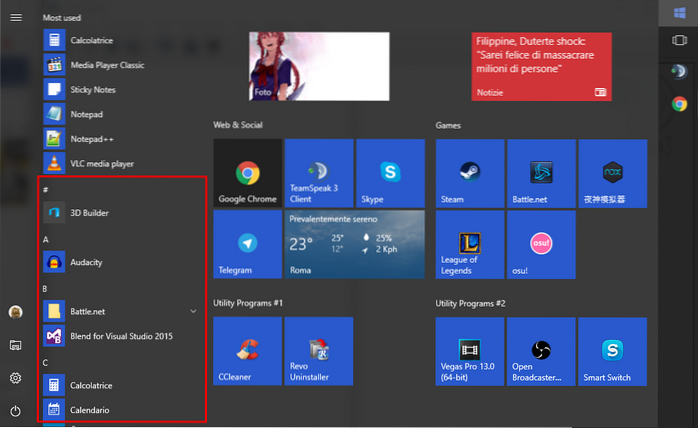 V nabídce Start v systému Windows 10 chybí tlačítko „Všechny aplikace“