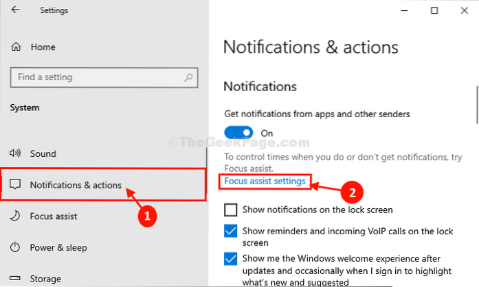 Consenti e abilita le notifiche in modalità a schermo intero in Windows 10