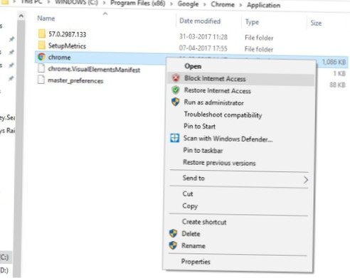 Tillat, blokker eller fjern apper fra Windows-brannmur ved hjelp av hurtigmenyen