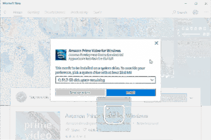 Umístění stahování videa Amazon Prime ve Windows 10