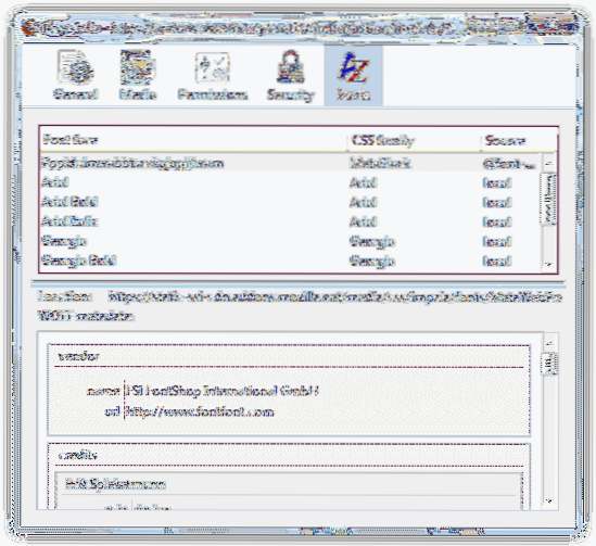Analise as informações da fonte em um site com Firefox ou Chrome