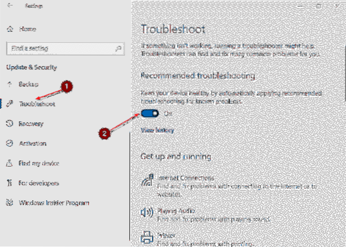 Automatically Apply Recommended Troubleshooting For Known Problems In Windows 10