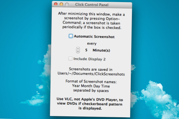 Capture screenshots periódicos de vários monitores no Mac com clique