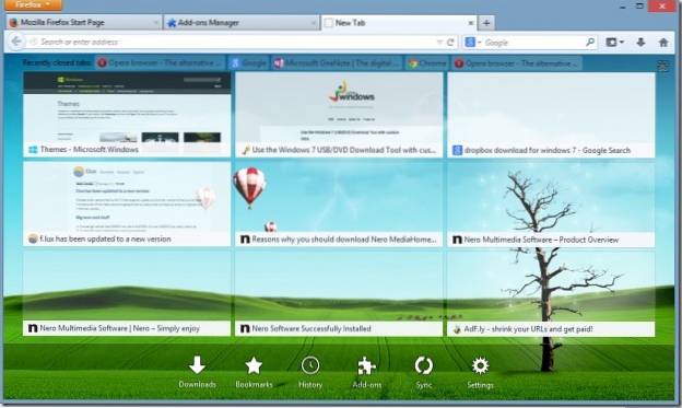 Change Firefox New Tab Page Background Using New Tab Tools Extension