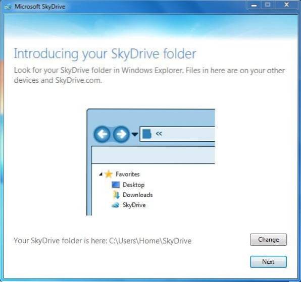 Change The Default Location Of SkyDrive Folder In Windows