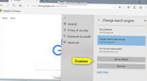 Alterar o mecanismo de pesquisa padrão no Edge no Windows 10