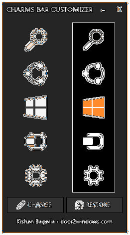 Ändern Sie Windows 8.1 Charms-Balkensymbole mit dem Charms-Bar-Customizer