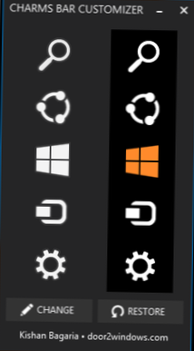 Ändern Sie Windows 8.1 Charms Bar Icons mit Charms Bar Customizer