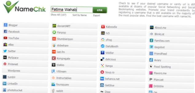 Verificați disponibilitatea numelui de utilizator pe orice rețea socială