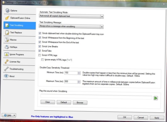 ClipboardFusion is een Windows Clipboard Manager met tekstvervanging, scrubbing