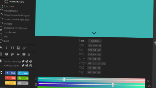 ColourCode Vytváření analogových, černobílých, triádových a čtyřbarevných schémat