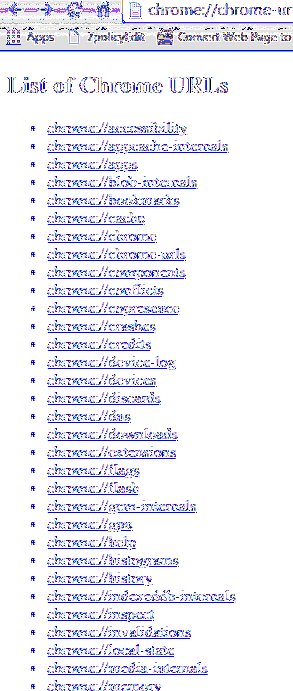 Kompletní seznam tajných adres URL prohlížeče Google Chrome a jejich použití