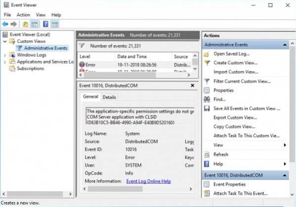 Utwórz zdarzenie niestandardowe w przeglądarce zdarzeń systemu Windows