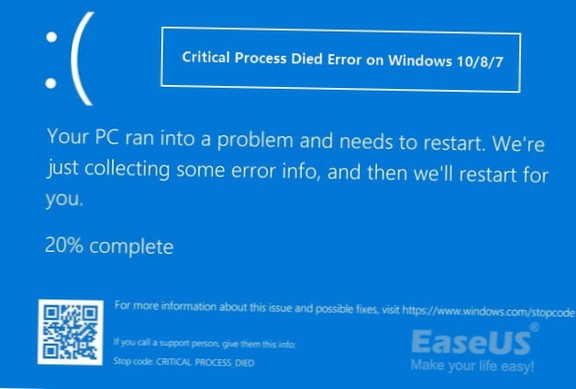 Kritisk proces døde (Windows 10) Stopkode - FAST