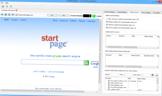 CyberDragon è un browser Web portatile e incentrato sulla privacy con un proxy fetcher anonimo
