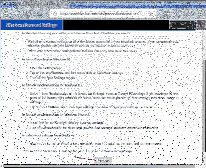 Delete Synced Settings Data From Microsoft Account In Windows 10
