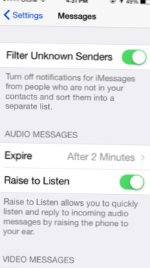 Deaktiver advarsler til iMessages fra nogen, der ikke er i dine kontakter