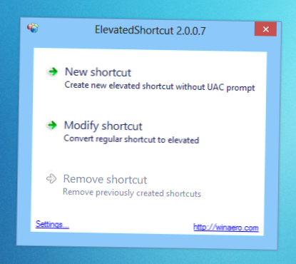 Schakel UAC-prompts uit voor geselecteerde Windows-apps met ElevatedShortcut