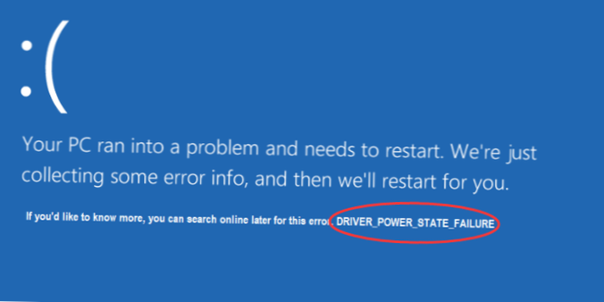 Eroarea stării de alimentare a driverului pe Windows 10 [FIXAT]