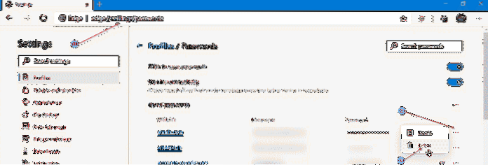 Modifica o aggiorna le password salvate nel browser Edge in Windows 10