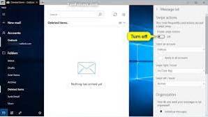 Activați / dezactivați funcția Glisare în aplicația Windows 10 Mail