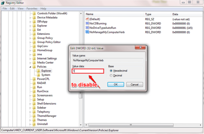 Enable/ Disable The “Manage” Option Under “This PC” In Windows 10