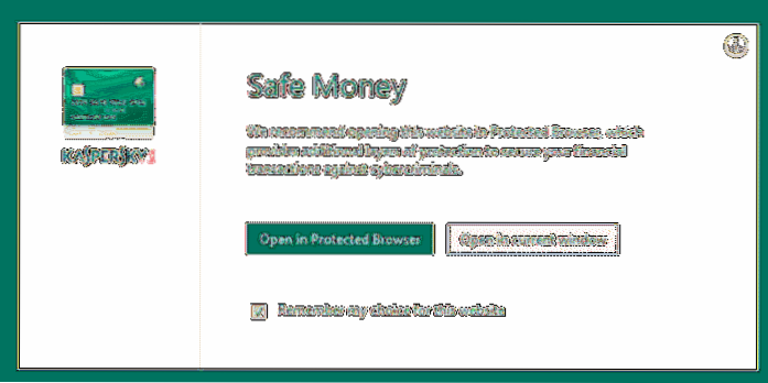Habilite o deshabilite Kaspersky Safe Money en Windows 10/8/7