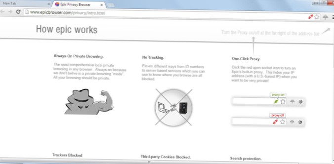 Epic è un browser basato su Chromium con particolare attenzione alla privacy