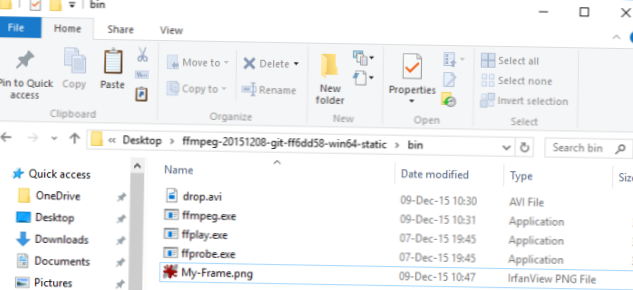 Extraiga un fotograma de video en formato PNG usando FFmpeg en Windows