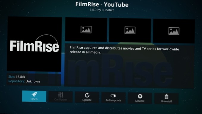 FilmRise - YouTube Kodi-tilføjelse for at se uafhængige film på Kodi