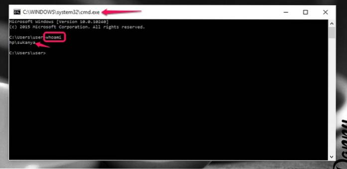 Zjistěte aktuálně přihlášené uživatelské jméno pomocí CMD v počítači se systémem Windows