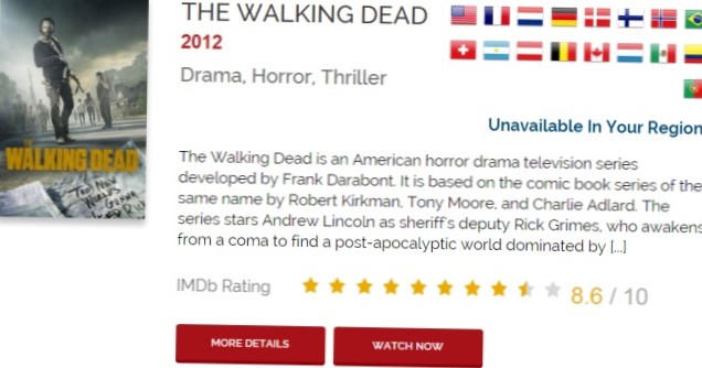 Zjistěte, ve kterých zemích je film nebo televizní pořad dostupný v Netflixu