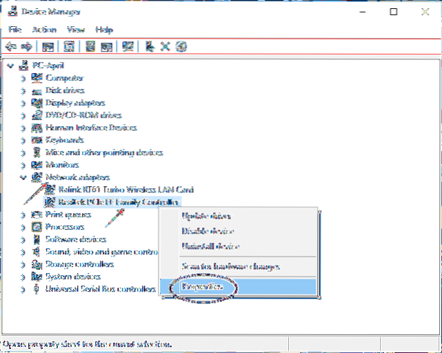 Trova l'adattatore del driver di rete con cui sei connesso in Gestione dispositivi