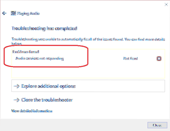 Fix Audio Services svarer ikke i Windows 10
