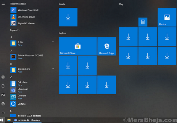 Fix Blank Tiles or Missing Icons from Start Menu after Update 1809