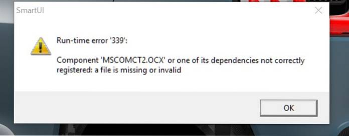 Fix- Component 'MSCOMCTL.OCX' a file is missing or invalid Error