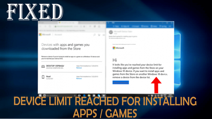 Réparer! Limite de l'appareil atteinte pour l'installation d'applications / de jeux dans Windows 10