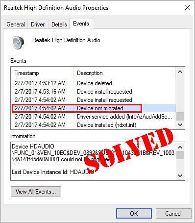 Behebung des Fehlers Gerät nicht migriert unter Windows 10
